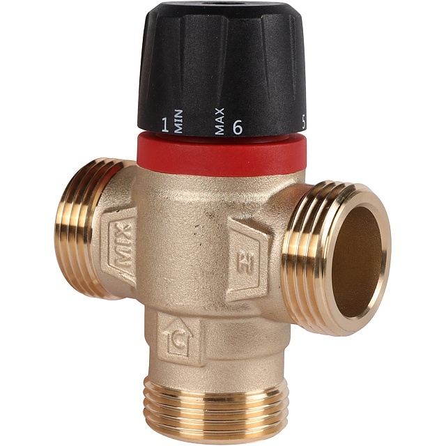 ROMMER Термостатический смесительный клапан для систем отопления и ГВС 1  НР 35-60°С KV 2,5 (боковое смешивание)