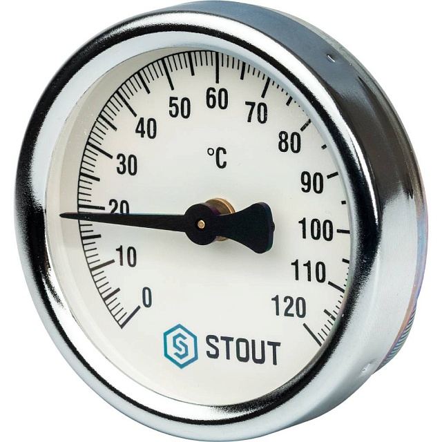 STOUT SIM Термометр биметаллический накладной с пружиной. Корпус Dn 63 мм, 0...120°С, 1-2