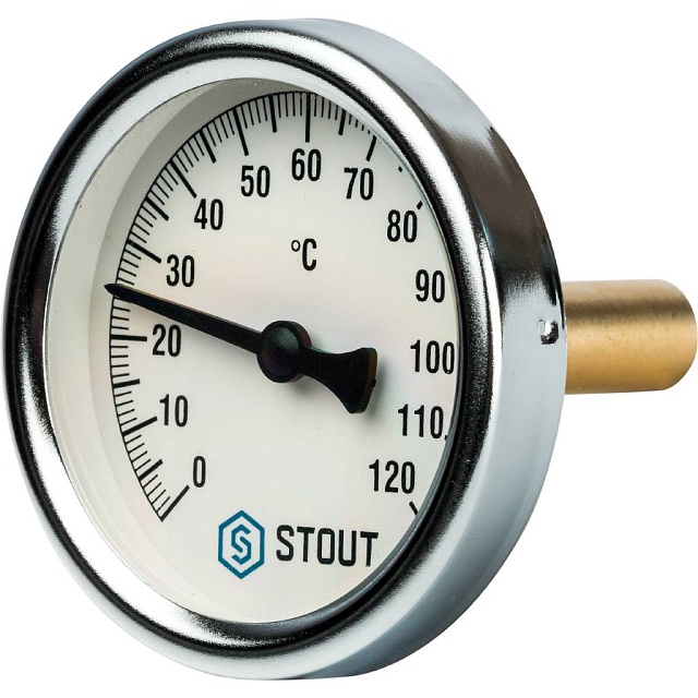 STOUT SIM Термометр биметаллический с погружной гильзой. Корпус Dn 63 мм, гильза 50 мм 1/2, 0...120°С
