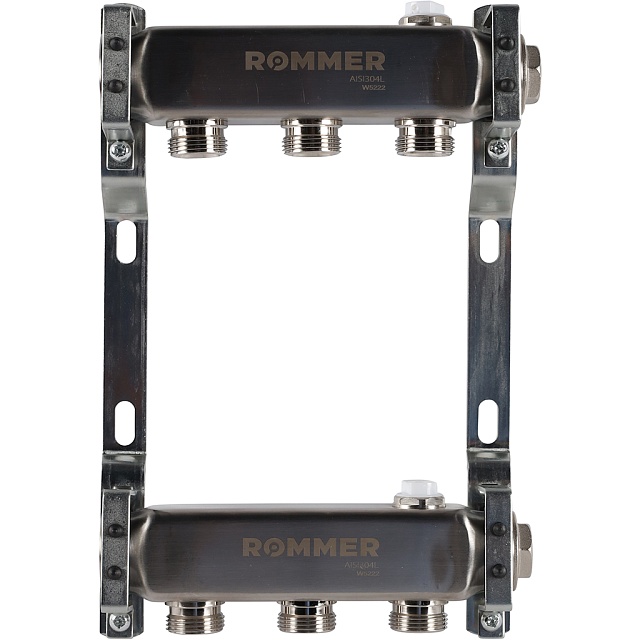 ROMMER Коллектор из нержавеющей стали для радиаторной разводки 3 вых.