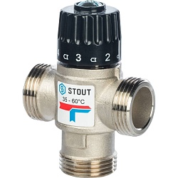 STOUT Термостатический смесительный клапан для систем отопления и ГВС 1 НР 35-60°С KV 2,5