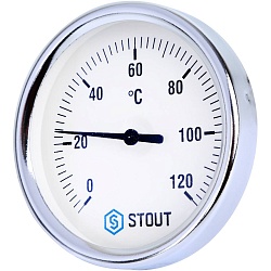 STOUT SIM-003 Термометр биметаллический с погружной гильзой. Корпус Dn 80 мм, гильза 50 мм, резьба с самоуплотнением 1/2, 0...120°С