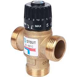 STOUT SVM-Термостатические Термостатический смесительный клапан для ситем отопления и ГВС 1 НР 35-60C Kvs 2,5