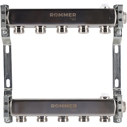 ROMMER RMS-4401-000005 ROMMER Коллектор из нержавеющей стали для радиаторной разводки 5 вых.